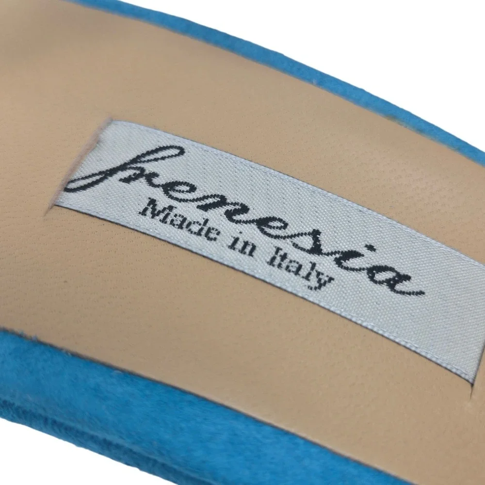 Luxury Turquoise Suede Peep-toe Platform Slingback Wedge Sandal Size 38 NIB $458